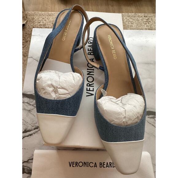 NEW Veronica Beard Cecile Denim Cap-Toe Slingback size 7 - Picture 7 of 7